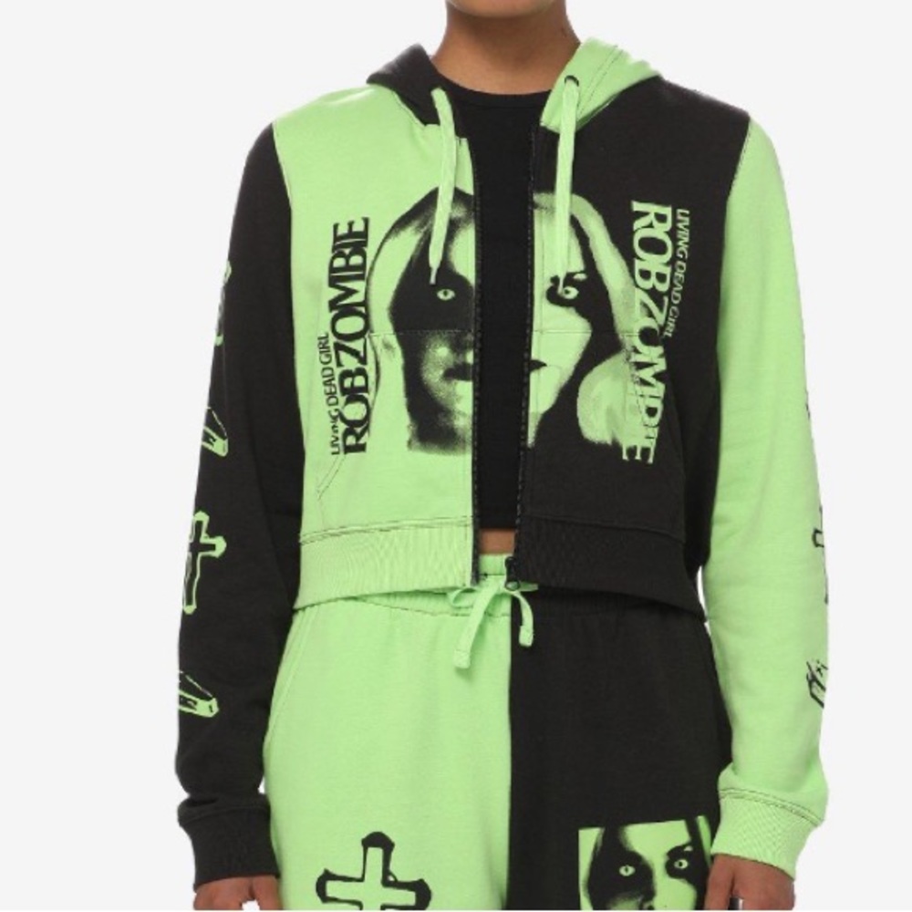 Rob Zombie Living Dead Girl Crop Hoodie Hot Topic Music Metal